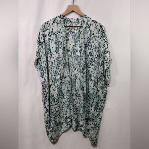 NWT LOFT Floral Kimono Women's M/L Green Boho Retro 90s Cottagecore Peasant